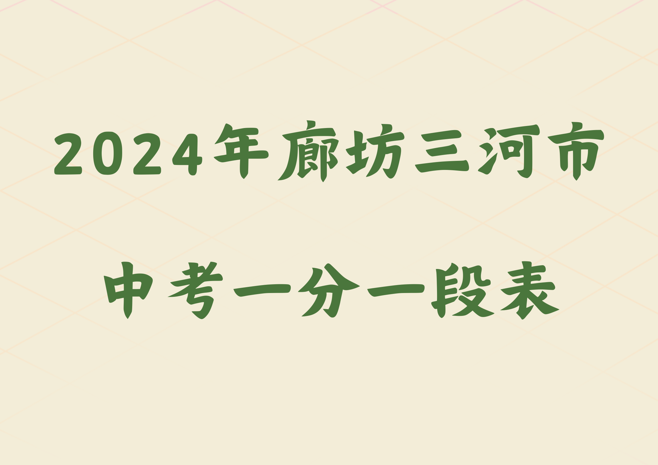 2024年廊坊三河市中考一分一段表