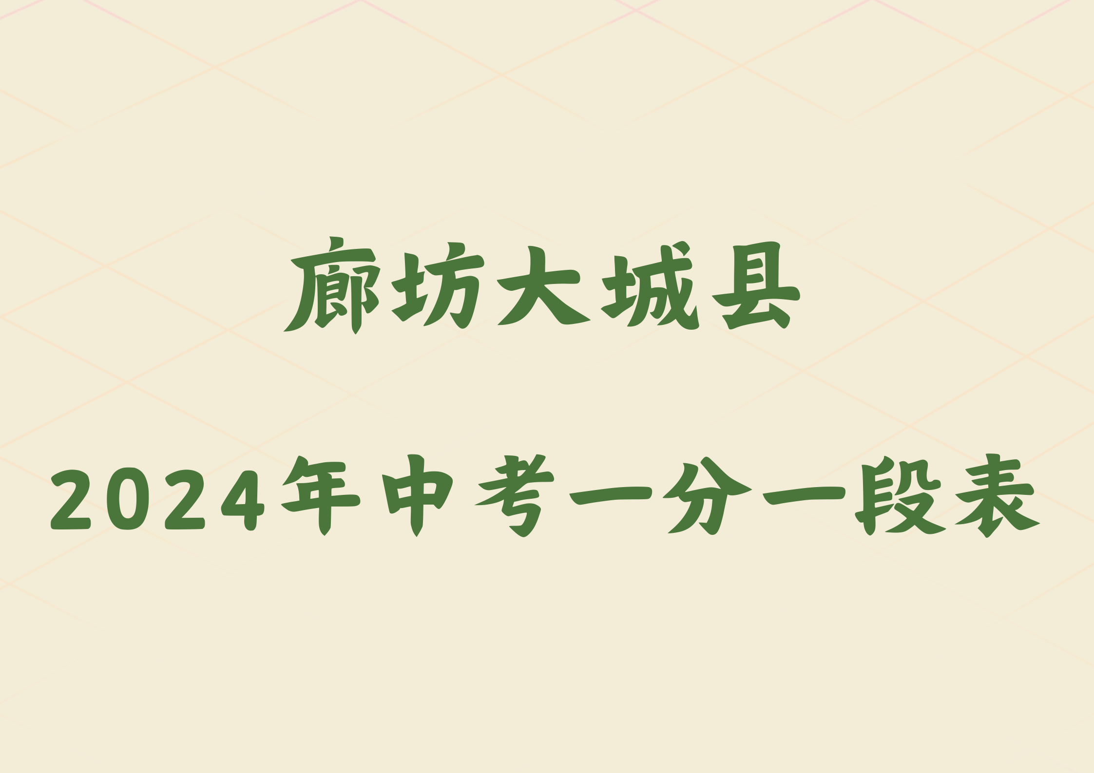 2024年廊坊大城县中考一分一段表(图1)