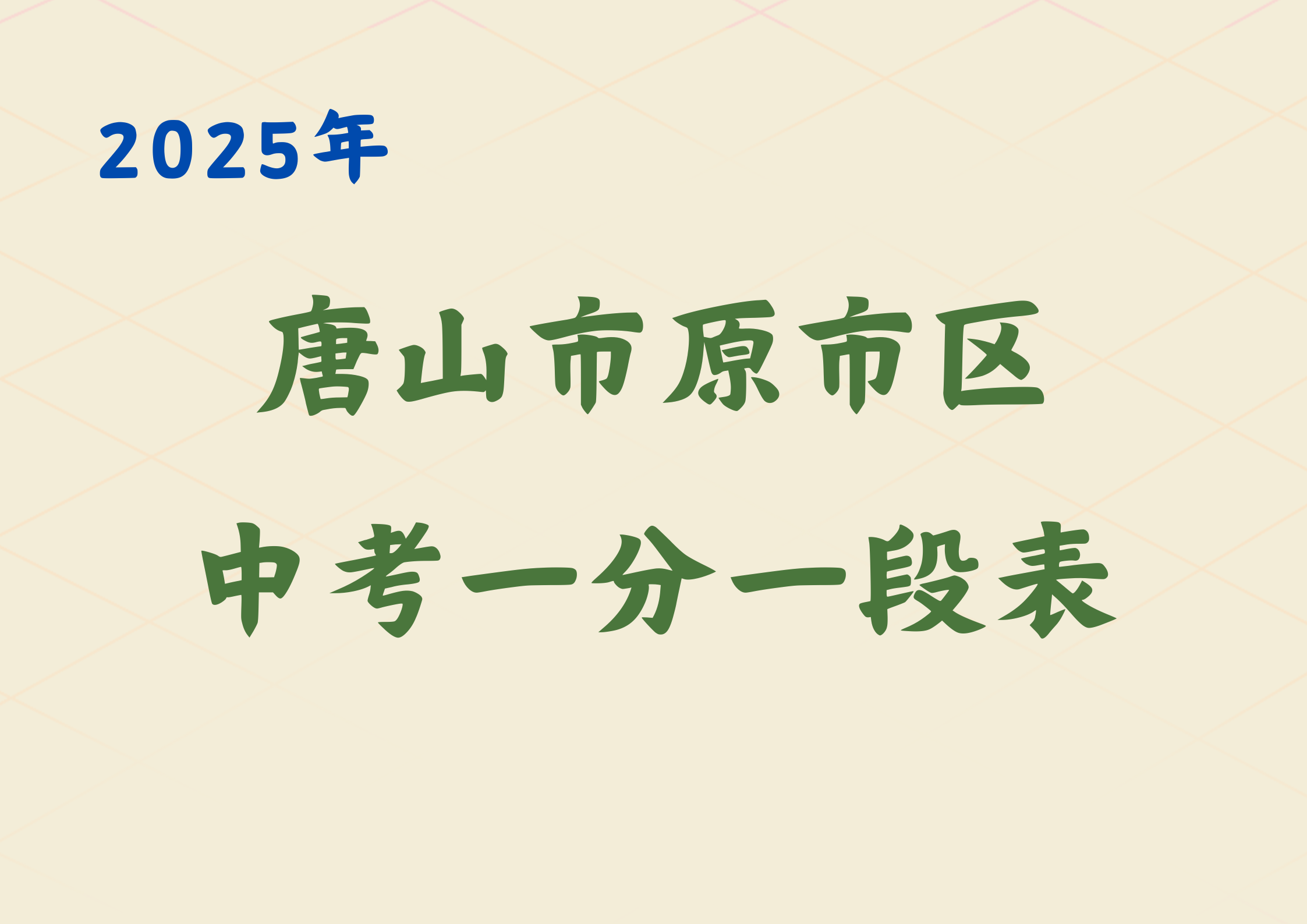 唐山市原市区2025年中考一分一段表公布