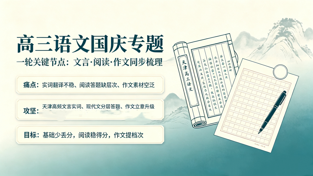 天津高三语文｜国庆专项提分，深耕本土阅卷规则，补齐文言阅读短板